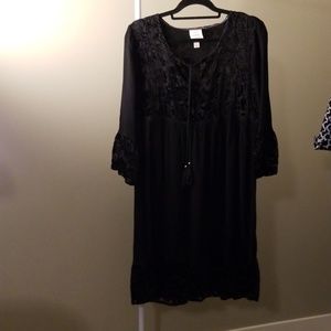 Women's black empire waist bell sleeve dress